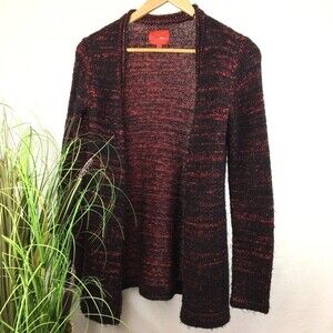 Narciso Rodriguez Design Nation Black & Red Long Sleeve Knit Open Sweater XS